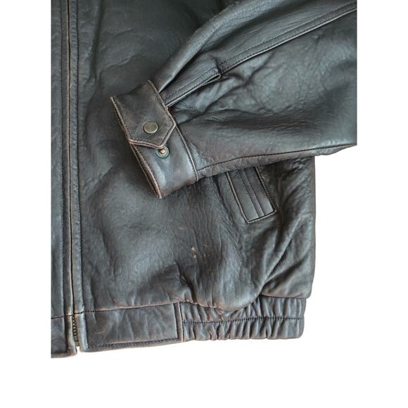 Vintage Brown Leather Jacket Top Gun Sz XL Tom Cruise  Oversized Moto Aviator - Picture 13 of 16